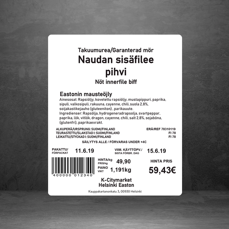 Pakkausetiketti 75x90mm blanco